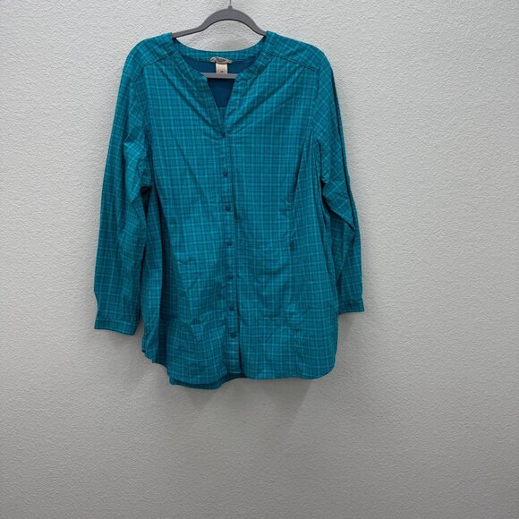 Duluth Trading Co Flex Sidewinder Tunic Plaid Button Up Shirt 45713 Womens sz 1X - Picture 1 of 9